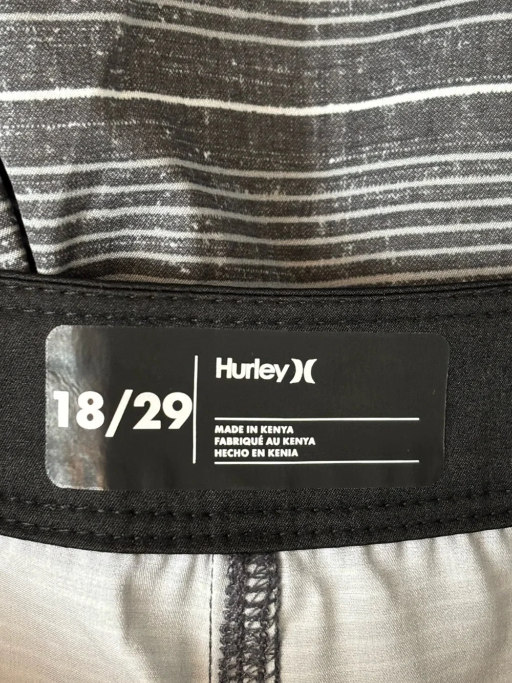 Hurley Boardshorts Boy 18 Gray Stripe 9.5